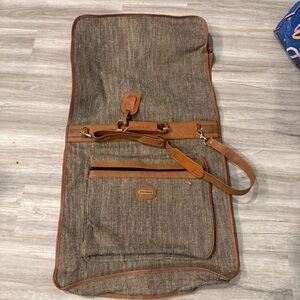 Vintage Fifth Avenue Brown Leather Trim Garment Bag
